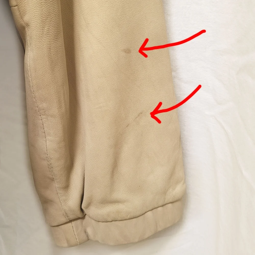 EVER beige lamb leather moto jacket (42" bust) - Picture 6 of 8